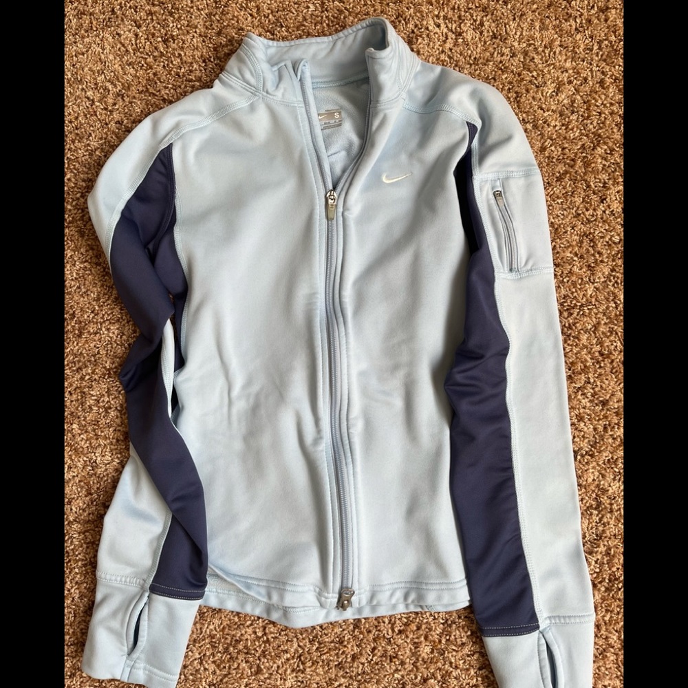 Nike zip sweater - blue, ladies S